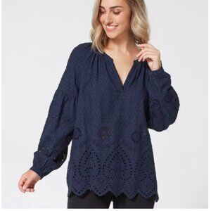 Target Embroidered Boho Long Sleeve Top - Size 6 Modest Casual Hippie Peasant